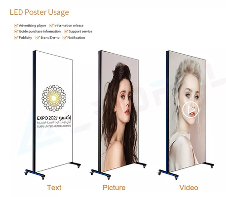 Indoor P1.8 P2 P2.5 Digital Advertising LED Poster Mirror Display Screen led display poster
