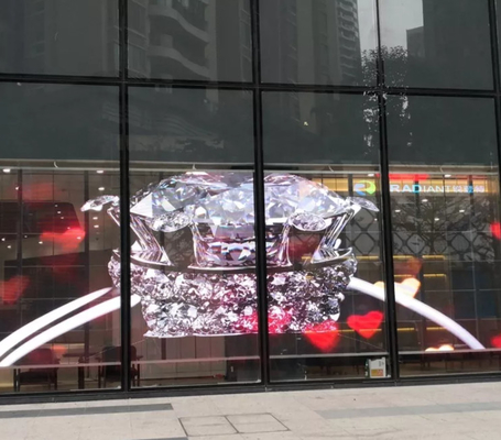 Indoor P3.91 - 7.8 HD Transparent LED Screen 5000X1000mm Cabinets 4G WIFI Control transparent led screen display