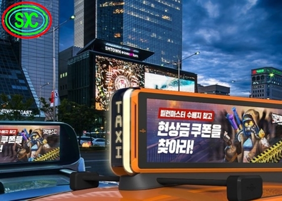 Outdoor Full Color Double Side Taxi P5 Advertising LED Display Car Roof Sign Waterproof