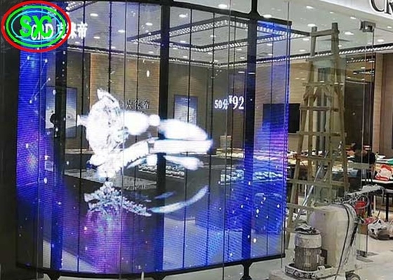 p6.25 Soft Transparent Flexible Led Screen , SMD Glass Wall Screen Nova System