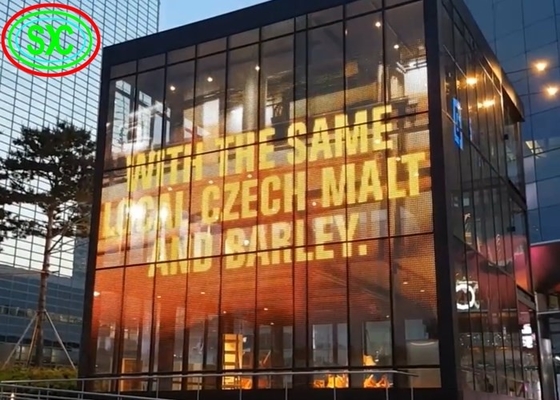 Indoor Full Color Transparent LED Screen P3.91 Glass Windows Mounted For Shopping Mall