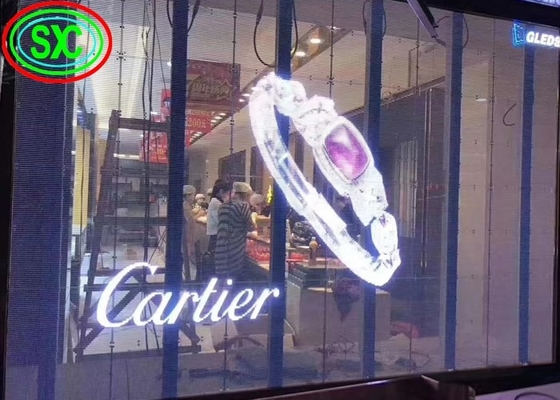 Rental Ultra HD Energy Saving Hanging Transparent LED Screen Iron Cabinet IP65 P10