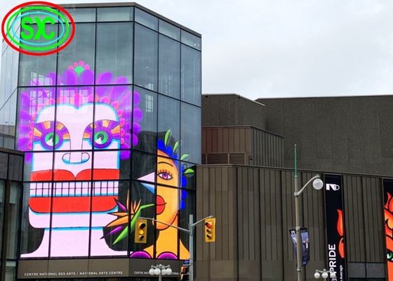 P3.91 Transparent Full Color LED Screen 1500cd/Sqm For Glass Curtain Walls