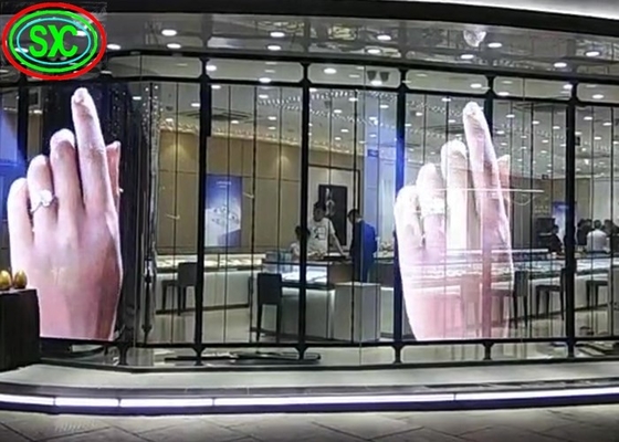 Window Full Color Transparent LED Display Flexible Wifi USB P3.91-7.82