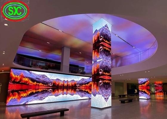 P4 indoor fixed full color column led display , round digital clear led display