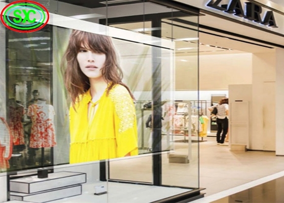 Indoor P3.9-7.8 Full Color Transparent Led Display Screen Smd Curved Glass For Showcase