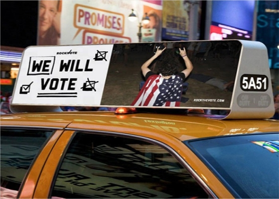 Waterproof Car LED Sign Display , Outdoor Full Color Taxi Roof Screen Double Side
