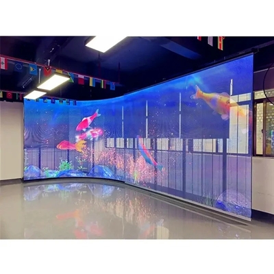 Waterproof Mesh Transparent LED Glass Wall P3.91-7.82 Full Color 160H/140V Viewing Angle 1920-3840Hz Refresh Rate