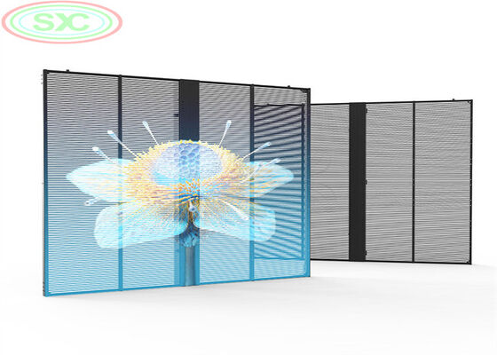 Transparent RGB LED Display combining slim design and high brightness for effective advertising on modern glass architecture