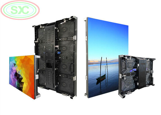 Rental LED Display with modular size 256 by 128 millimeters and resolution 64 by 32 dots delivering visuals for advertising companies