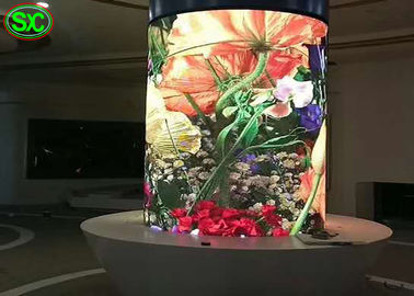 P4 indoor fixed full color column led display , round digital clear led display