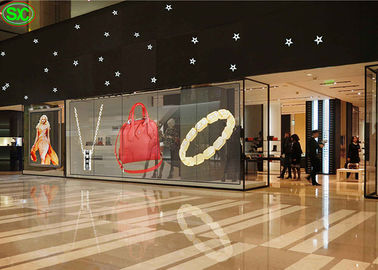 P6.25 Hanging Digital Outdoor Clear Transparent Glass Display DC5V For Malls