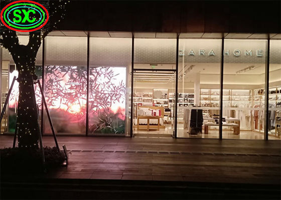 P3.91-7.82 Full Color Transparent LED Screen 1000x1000mm Glass Display