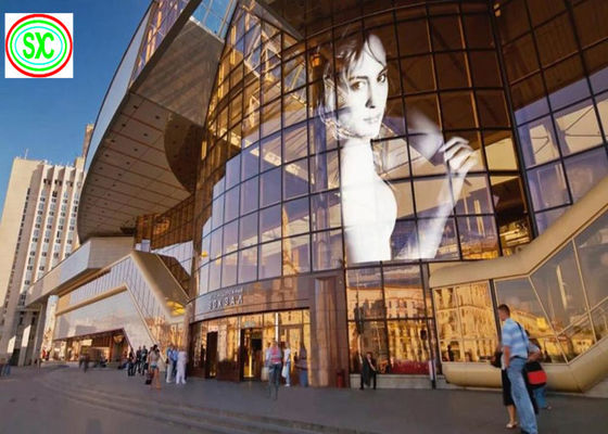 P3.91-7.82 Full Color Transparent LED Screen 1000x1000mm Glass Display