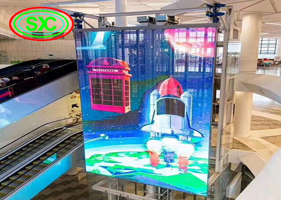 Transparent P3.91 indoor and outdoor window advertising billboard clear led screen transparent glass video led display