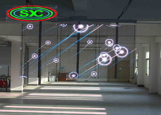 Easy installation G7.8125-15.625 Transparent mesh Led Display Glass with green power