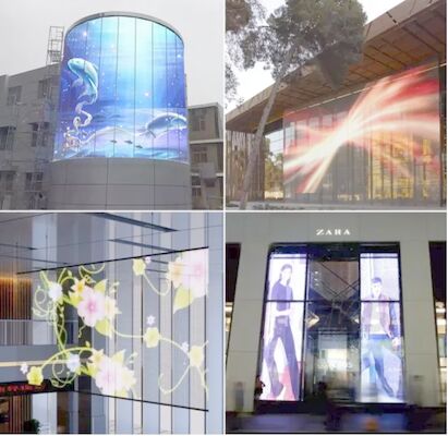 Flexible P10.42 5500cd/Sqm Outdoor Transparent LED Display