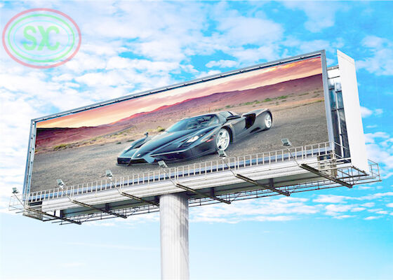 Anti-UV full-color outdoor P6 LED billboard with columns for commercial advertising