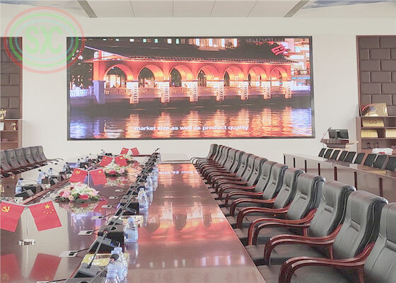 High refresh rate 3840 hz indoor P 3 LED display mounted on the wall for meetings