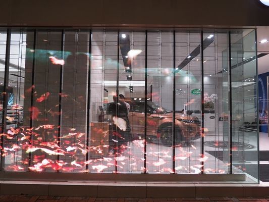 Plastic Material Ultra-Thin Full Color  LED Screen Transparent Video Wall Equipped with SMD2121 LED Lamp