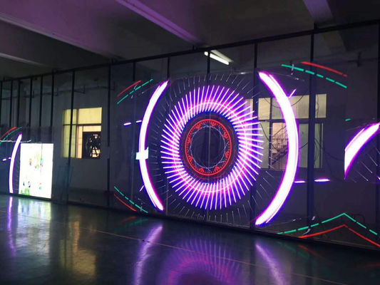 Plastic Material Ultra-Thin Full Color  LED Screen Transparent Video Wall Equipped with SMD2121 LED Lamp