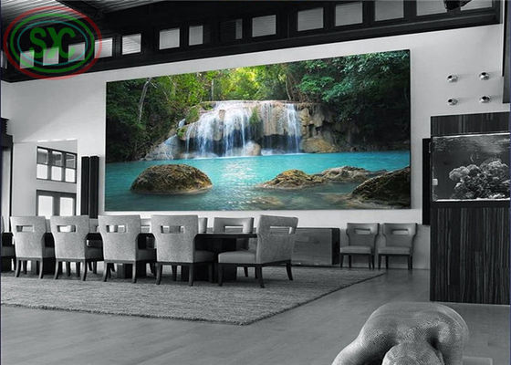 High refresh rate 3840 hz indoor P 3 LED display mounted on the wall for meetings