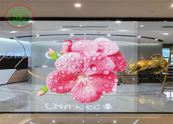 62500dots/sqm Dot Density Full Color Transparent LED Screen for High Brightness Outdoor Window Advertising
