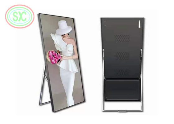 New design indoor P 3 poster LED display with stand base and pulleys for advertising