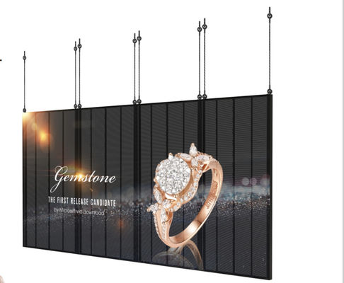 Waterproof Mesh Transparent LED Glass Wall P3.91-7.82 Full Color 160H/140V Viewing Angle 1920-3840Hz Refresh Rate