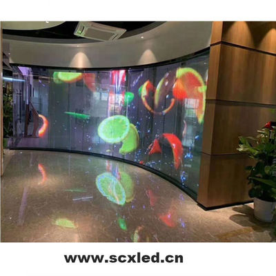 Indoor P3.9-7.8 Full Color Transparent Led Display Screen Smd Curved Led Video Wall Glass Led Screen For Showcase