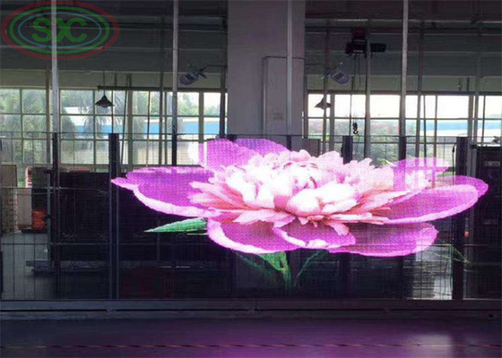 Full color indoor P3.91-7.82 transparent LED display curtain LED screen easy maintenance