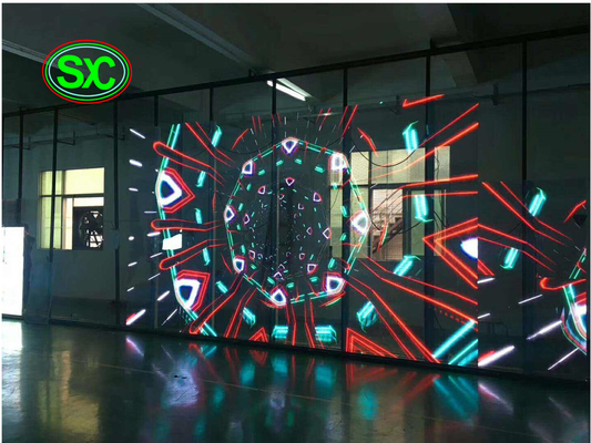 Indoor P3.9-7.8 SMD Transparent Led Display Full Color Led Glass Video Wall For Showcase