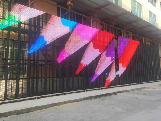 P15.625 Transparent Curtain Mesh Building Facade Advertising Video Wall Panel Pantalla Display LED Screen