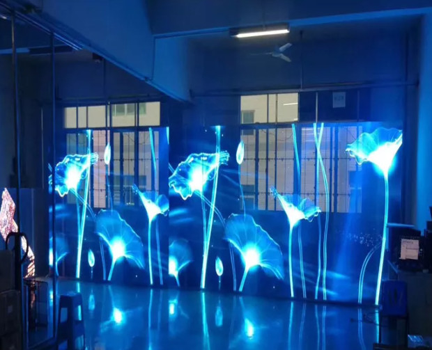 Lightweight Transparent LED Video Wall 0.2KG/PC Module Weight 6.2kg Cabinet Weight for Your Requirements