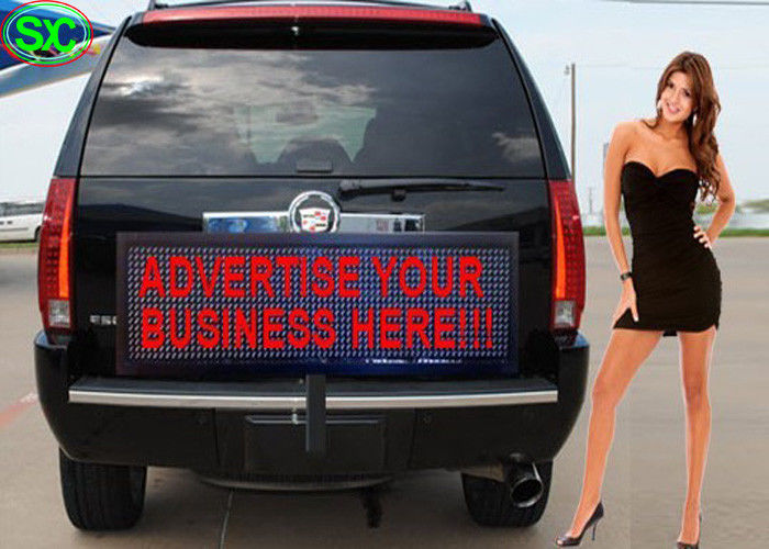 Single Red Color Car LED Sign Display With Meanwell Power Supply , High Defitination Back Of The Car