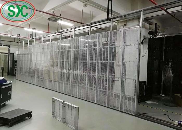 Wide Viewing Angle Transparent Full Color LED Grid Screen Three Years Warranty