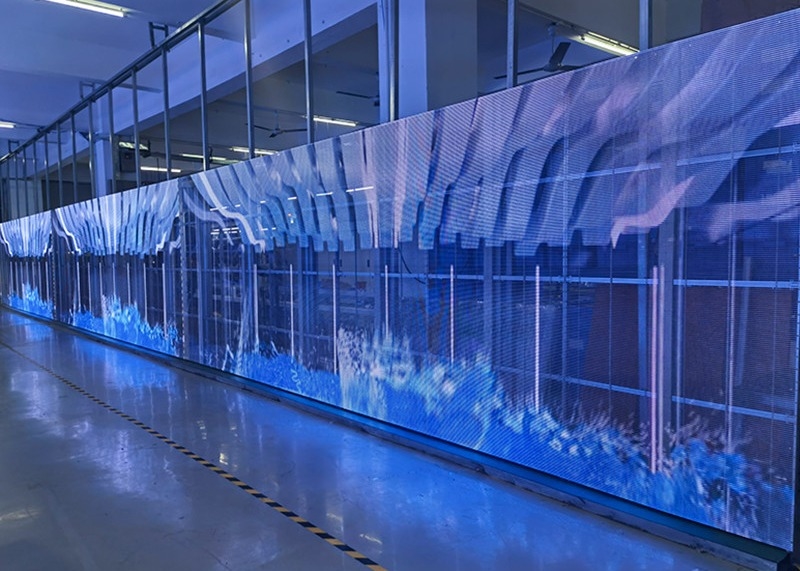 IP43 Waterproof Transparent LED Screen with Aluminum Cabinet Material and Average No Failure of 1000hours