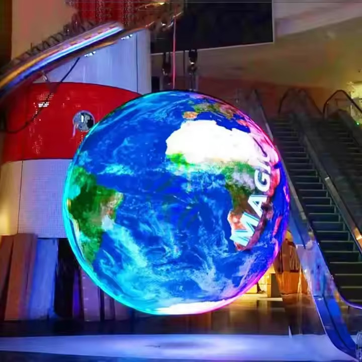 P3.91 360° Degree Outdoor Full Color Column Sphere LED Display Screen Building Billboard
