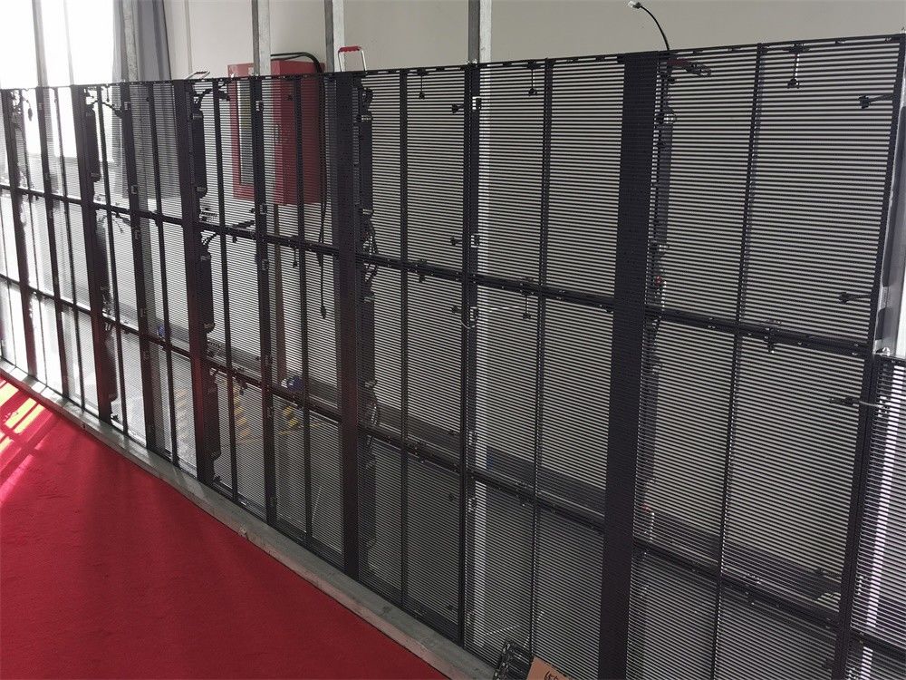 P3.91-7.82mm Full Color Transparent LED Screen For Glass Curtain Walls
