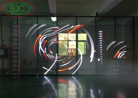 Good price Full color indoor P3.91-7.82 transparent LED display curtain LED screen easy maintenance online