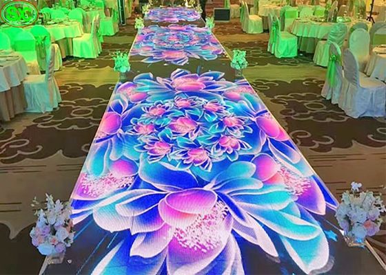 Good price Outdoor P5 Video Stage Rental, Wedding Dance Floor Lights HD 64*32 Resolution online