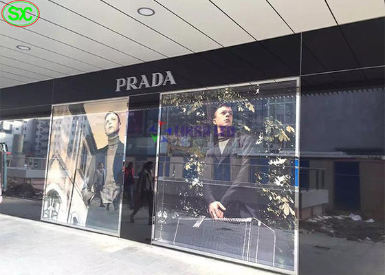 Good price 1/4 scanning TL8.93mm 79% Transparent LED Screen Shopping mall glass building use online