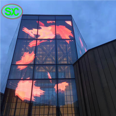 Quality P3.91 P7.82 Programmable Glass Curtain display Wifi Poster Mesh Transparent Led Display Screen factory