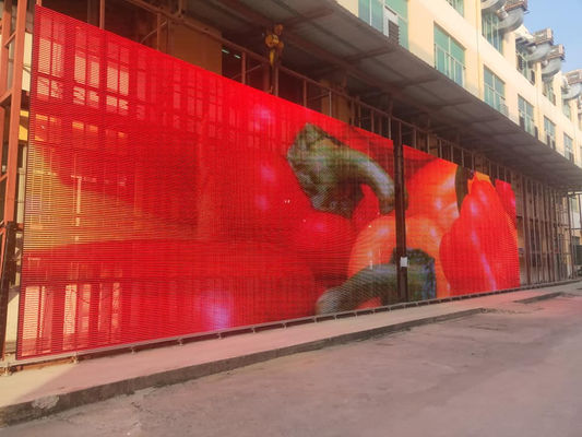 Good price P15.625 Transparent Curtain Mesh Building Facade Advertising Video Wall Panel Pantalla Display LED Screen online