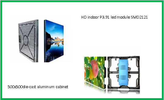 P3.91Haning led display SMD2121 500mm x500mm standard die cast aluminum cabinet  3years warranty 0